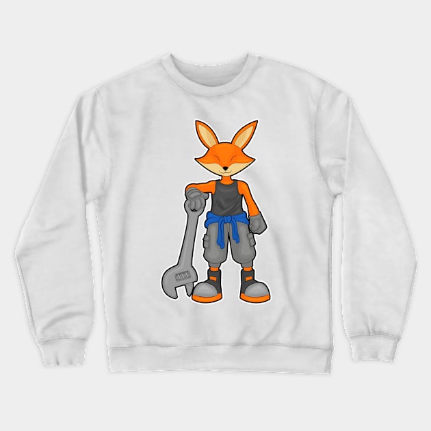 Fox as Mechanic with Spanner Crewneck Sweatshirt by Markus Schnabel